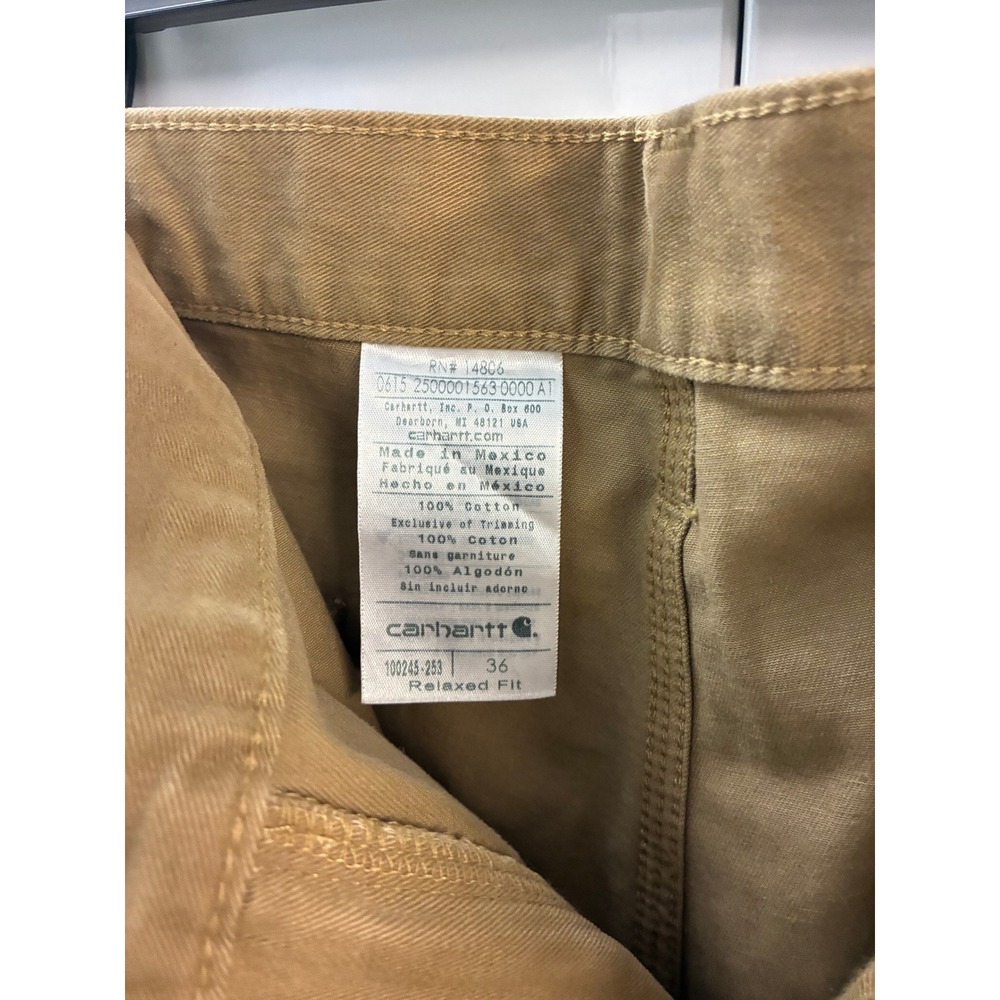 Carhartt Mens Relaxed Fit Canvas Carpenter Work Shorts Tan Duck 100245-253 36 - Picture 6 of 9